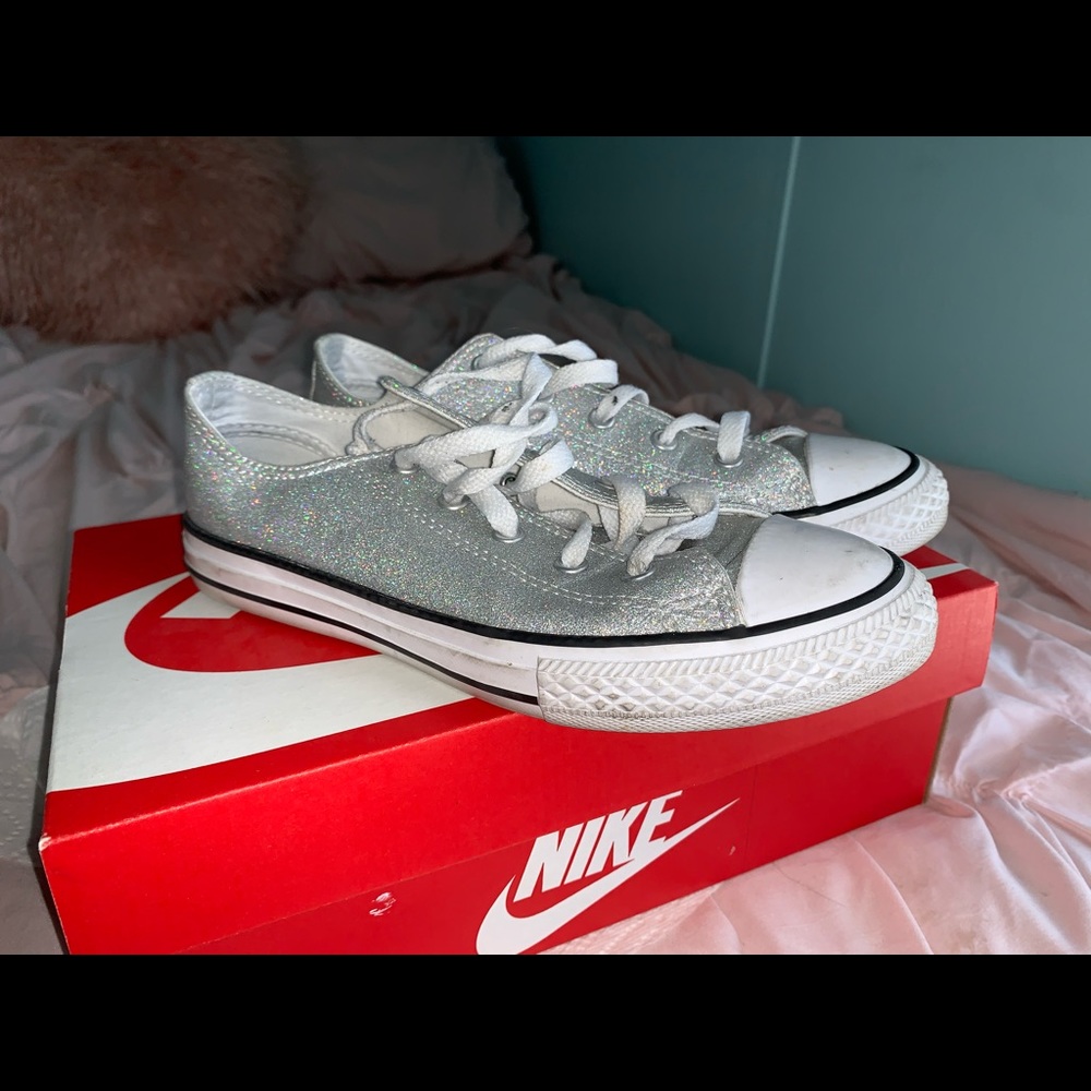 Silver Glitter Converse Size 3